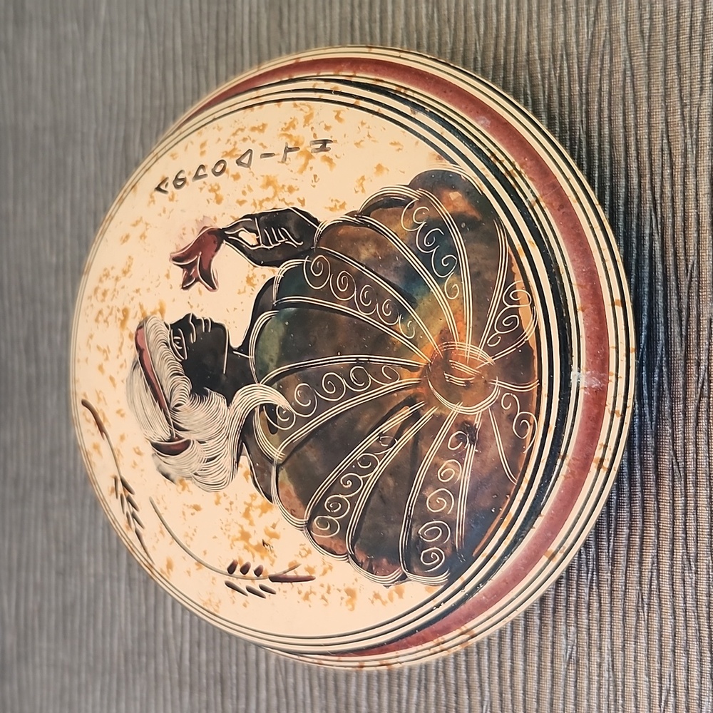 GREEK HANDPAINTED PYXIS OF GODESS APHRODITE